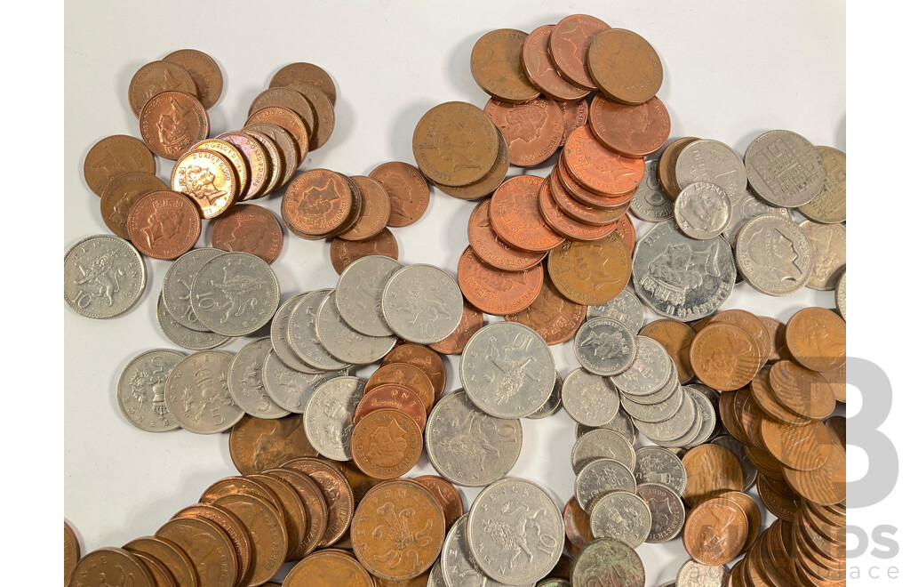 Collection of Vintage International Coins Including Australian Pennies, One and Two Cents, United Kingdom, France, Fiji, USA, China - Approximately 1.9 Kilograms