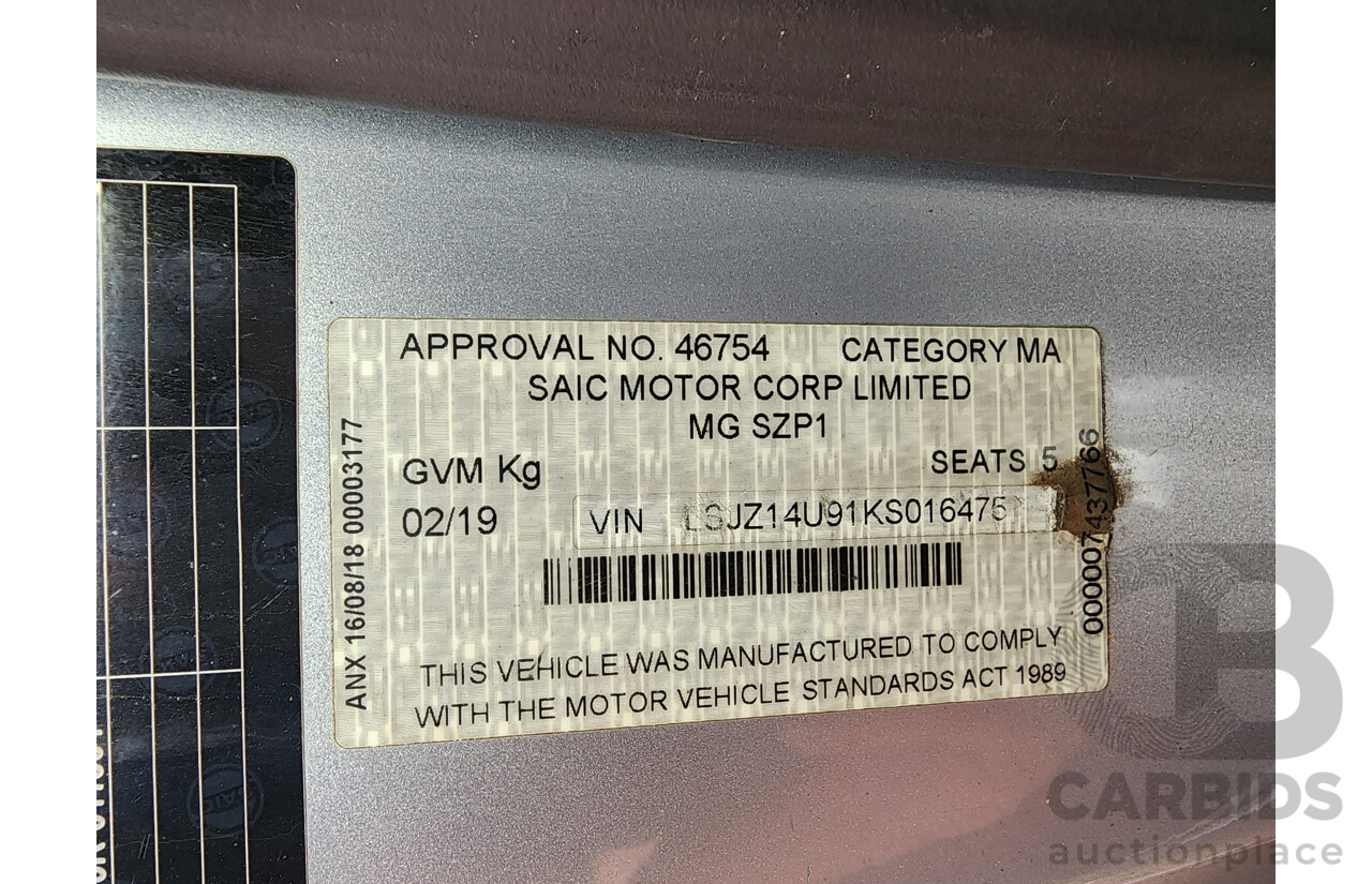 2/2019 M.G. MG3 Core MY18 Update 5d Hatchback Silver 1.5L