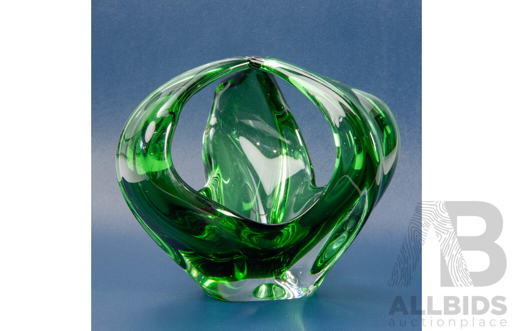 Small Green Art Glass Centrepiece