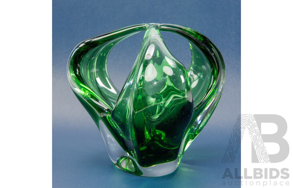 Small Green Art Glass Centrepiece
