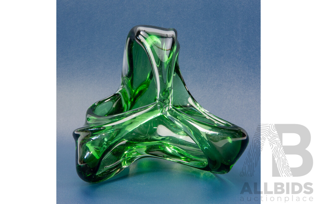 Small Green Art Glass Centrepiece