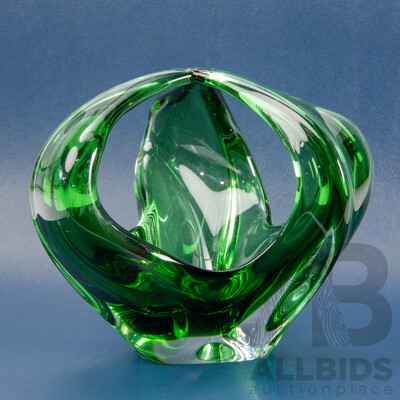 Small Green Art Glass Centrepiece