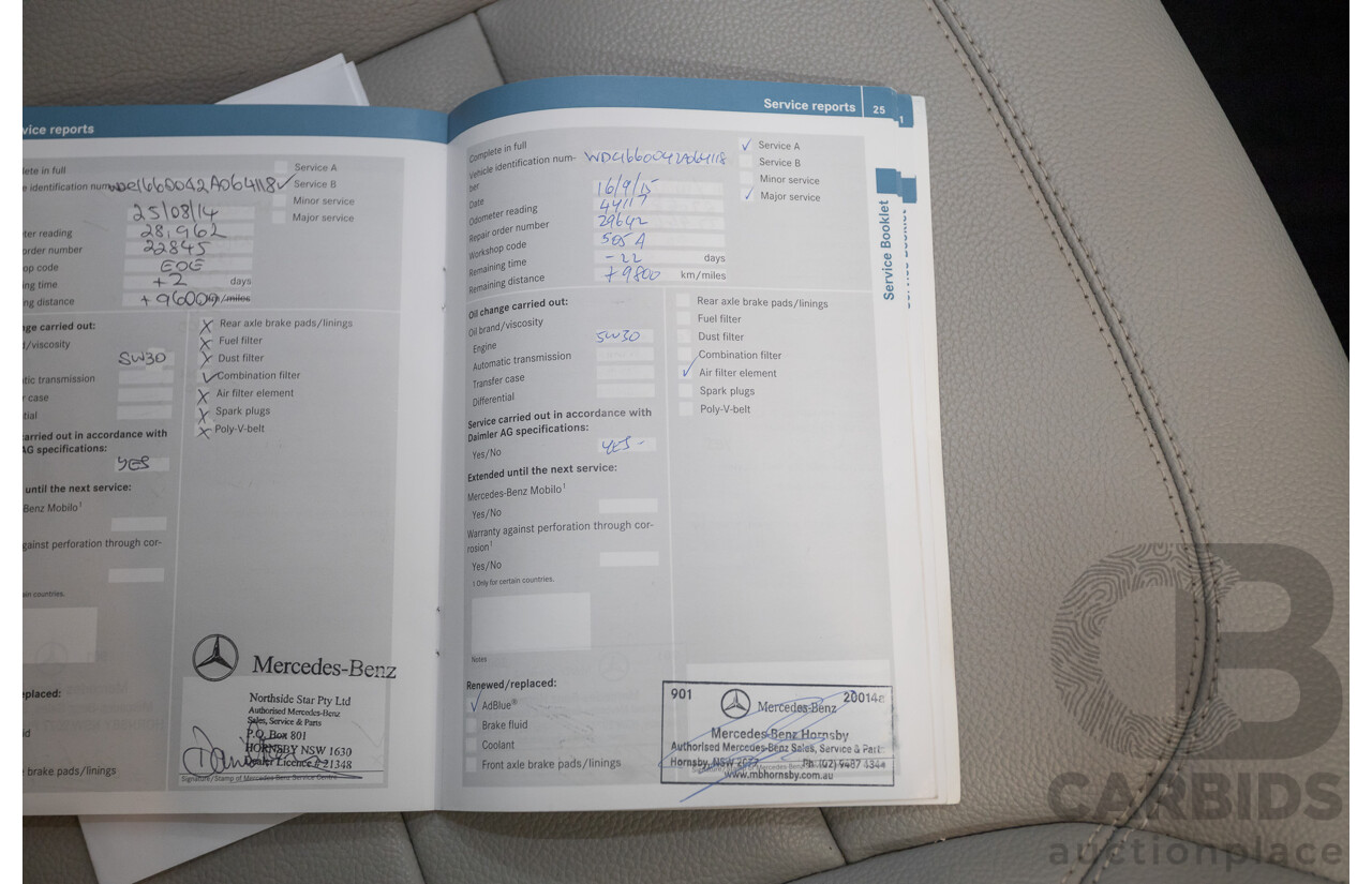 5/2012 Mercedes-Benz ML 250 CDI Bluetec (AWD) 166 4D Wagon Steel Grey Metallic Turbo Diesel 2.1L