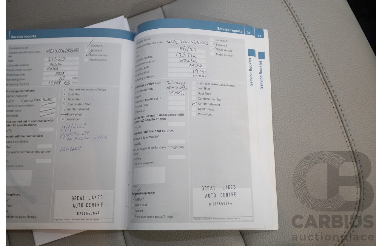 5/2012 Mercedes-Benz ML 250 CDI Bluetec (AWD) 166 4D Wagon Steel Grey Metallic Turbo Diesel 2.1L