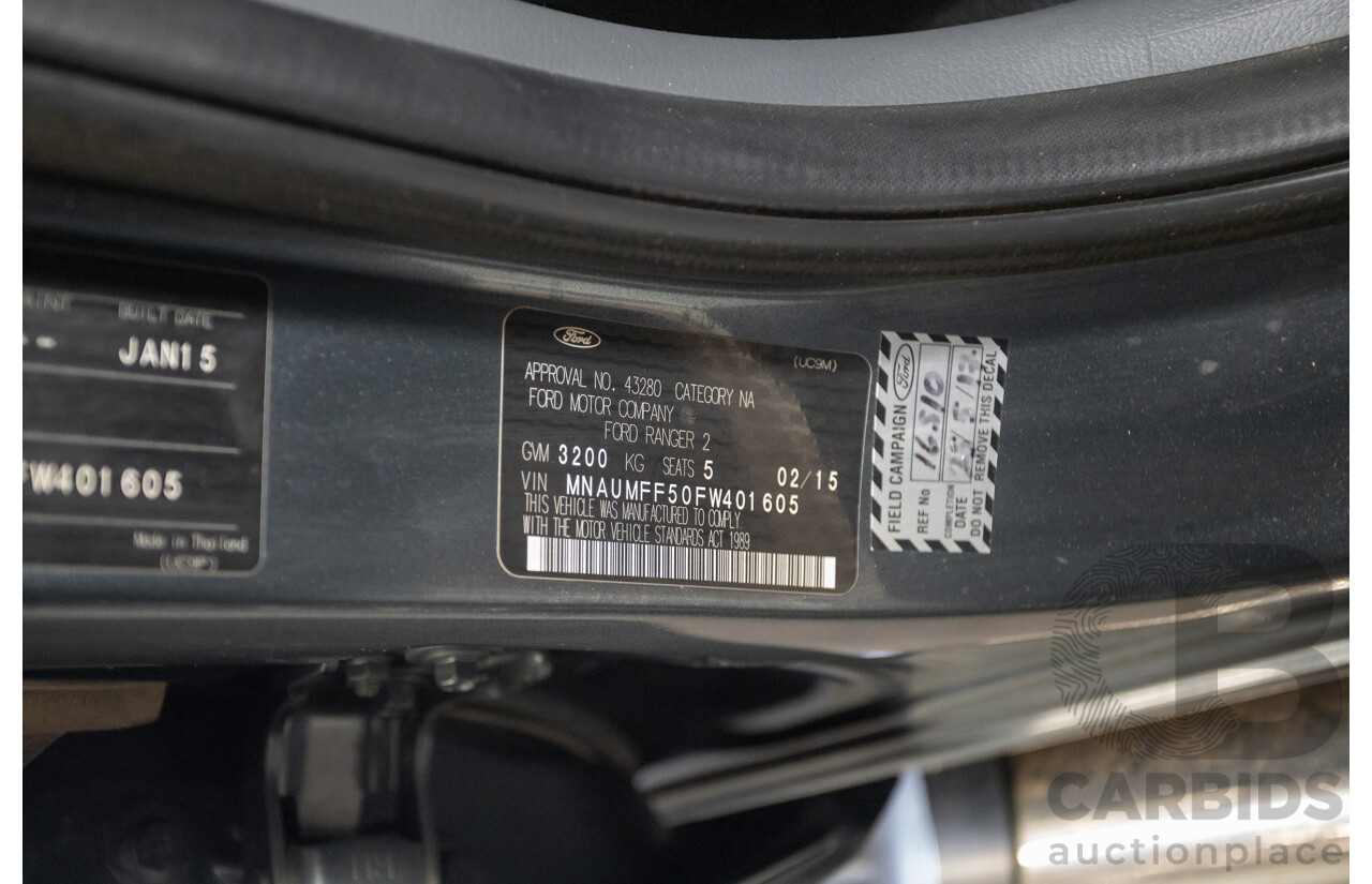 02/2015 Ford Ranger XLT 3.2 (4x4) PX Dual Cab Utility Grey Turbo Diesel 3.2L