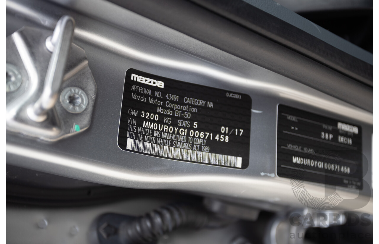 01/2017 Mazda BT-50 XTR (4x4) MY16 Dual Cab Utility Silver Turbo Diesel 3.2L