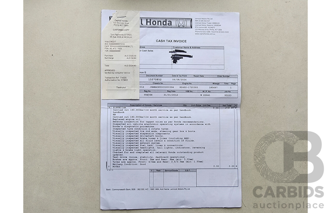 1/2012 Honda Odyssey Luxury RB MY12 4d Wagon Grey 2.4L