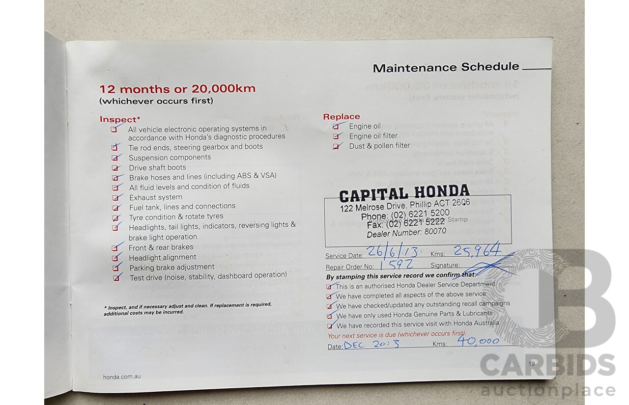 1/2012 Honda Odyssey Luxury RB MY12 4d Wagon Grey 2.4L