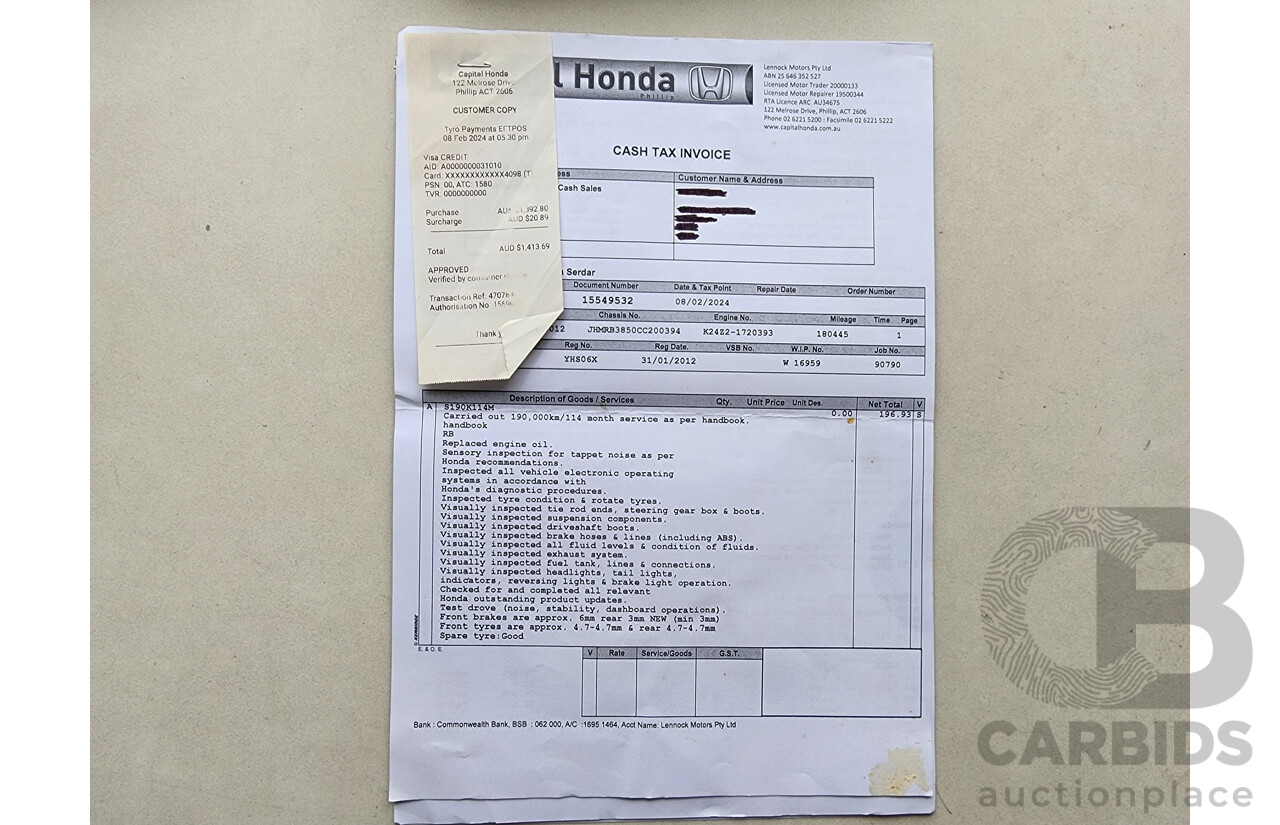 1/2012 Honda Odyssey Luxury RB MY12 4d Wagon Grey 2.4L