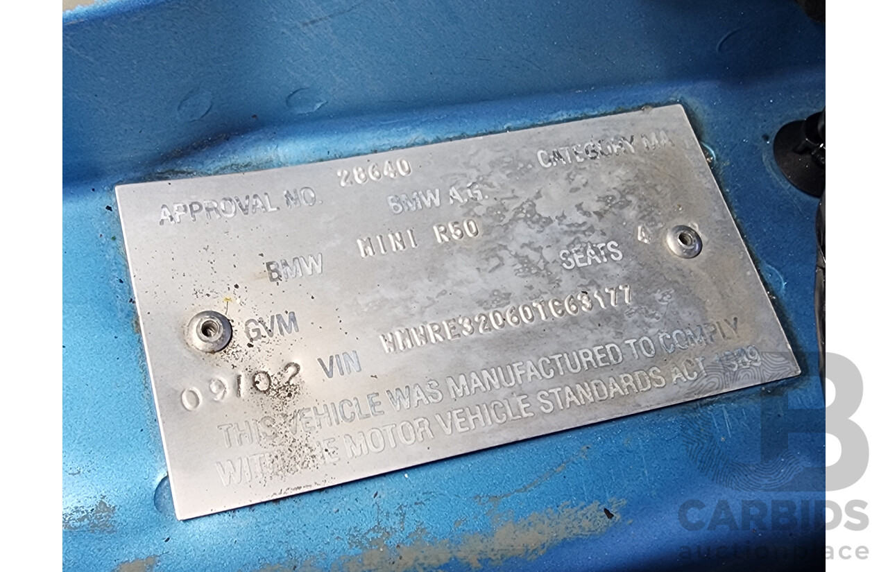 9/2002 Mini Cooper S R53 2d Hatchback Blue 1.6L