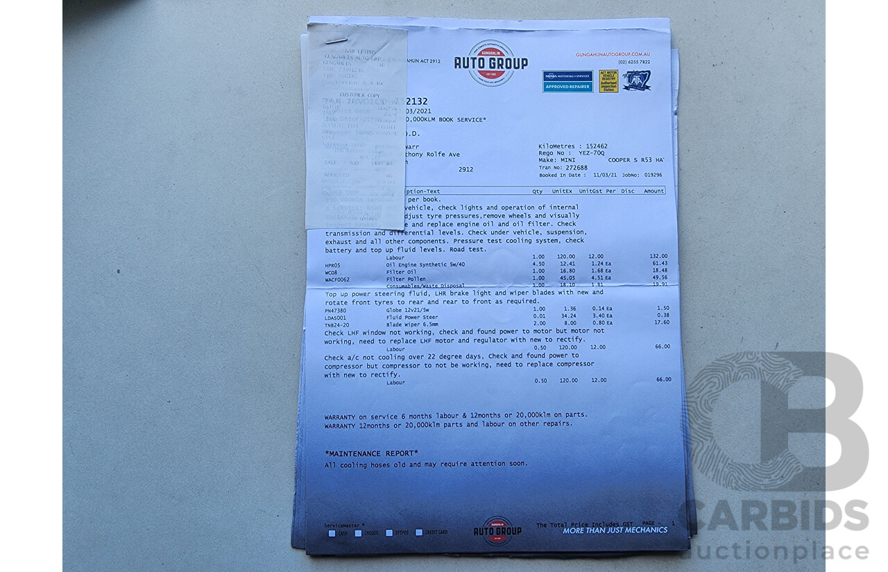 9/2002 Mini Cooper S R53 2d Hatchback Blue 1.6L