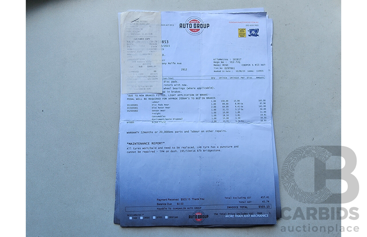 9/2002 Mini Cooper S R53 2d Hatchback Blue 1.6L