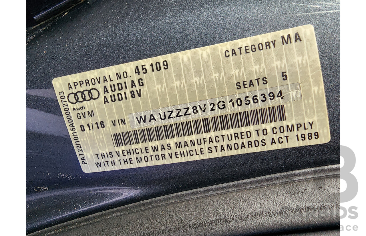 1/2016 Audi A3 1.4 TFSI Attraction COD 8V MY16 4d Sedan Grey 1.4L