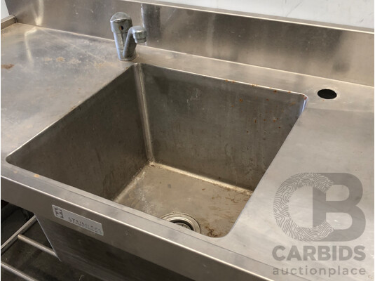 1663270 · Commercial Stainless Steel Bench with Sink and Mixer Tap
