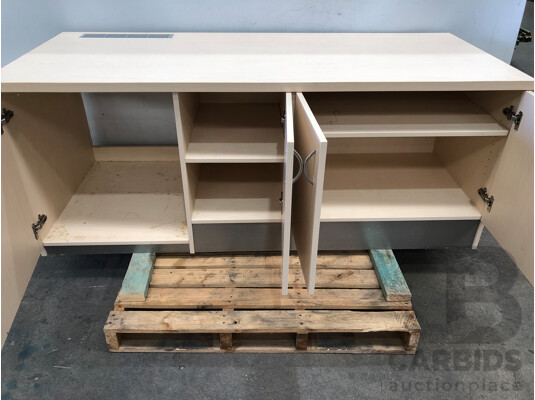 1663289 · Custom Built Beech Veneer Credenza with Bar Fridge Cavity