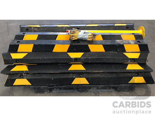 1663293 · 15 X 1650mm Rubber Wheel Stops and 3 X Steel Bollards