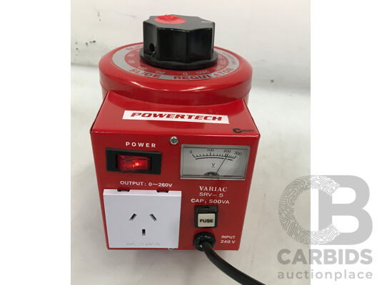1663344 · Powertech Variac SRV-5 Variable Laboratory Autotransformer