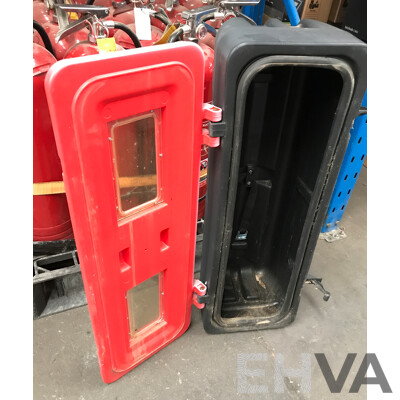 Pallet Lot of 360 Degree Fire Extinguishers with Fire Extinguisher Case