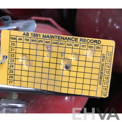 Pallet Lot of 360 Degree Fire Extinguishers with Fire Extinguisher Case