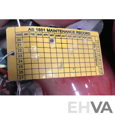 Pallet Lot of 360 Degree Fire Extinguishers with Fire Extinguisher Case