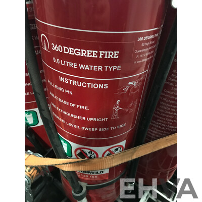 Pallet Lot of 360 Degree Fire Extinguishers with Fire Extinguisher Case