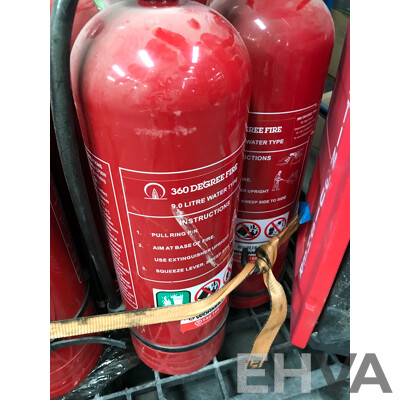 Pallet Lot of 360 Degree Fire Extinguishers with Fire Extinguisher Case