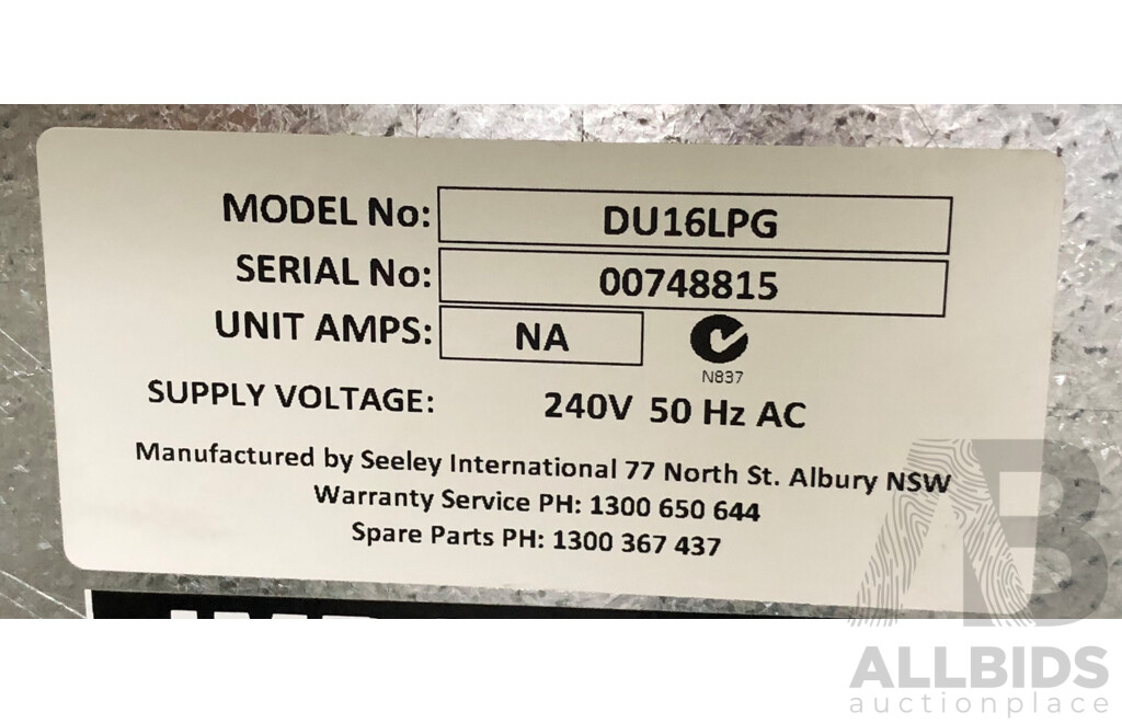 Seeley Aria DU16 LPG Industrial Heater