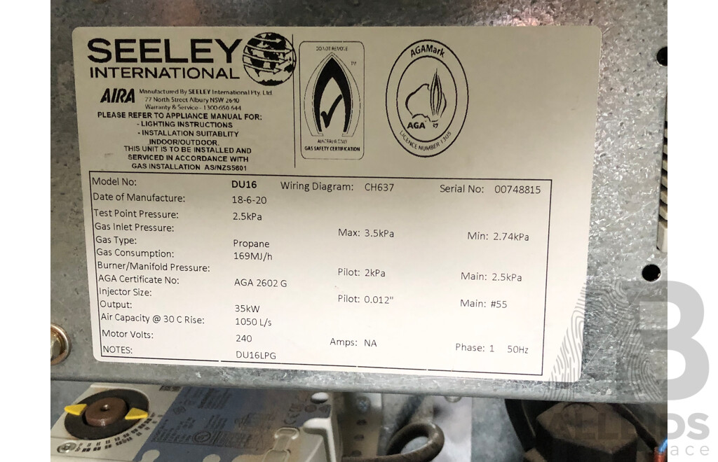 Seeley Aria DU16 LPG Industrial Heater