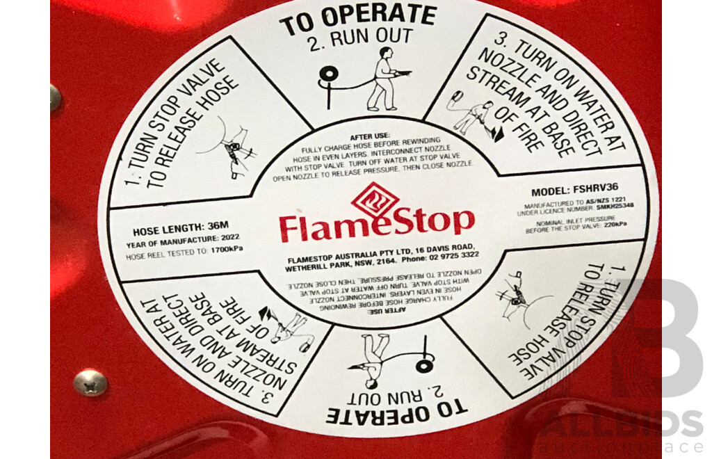 FlameStop Fire Hose Reel, Plumbing and Cabinet