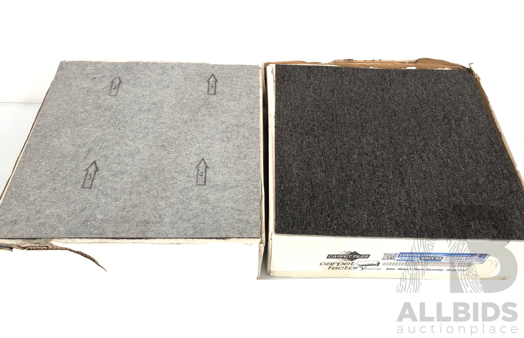 Carpet Factory 500mm Square Commercial Carpet Tiles - 9 Square Meters - New