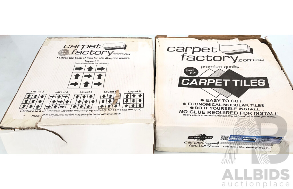 Carpet Factory 500mm Square Commercial Carpet Tiles - 9 Square Meters - New