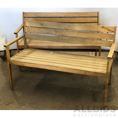 Hardwood Outdoor Bench Seats - Lot of Two