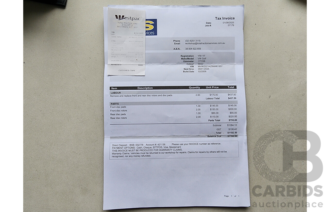 2/2009 Volkswagen Golf 2.0 TDI 1K MY09 5d Hatchback Silver 2.0L