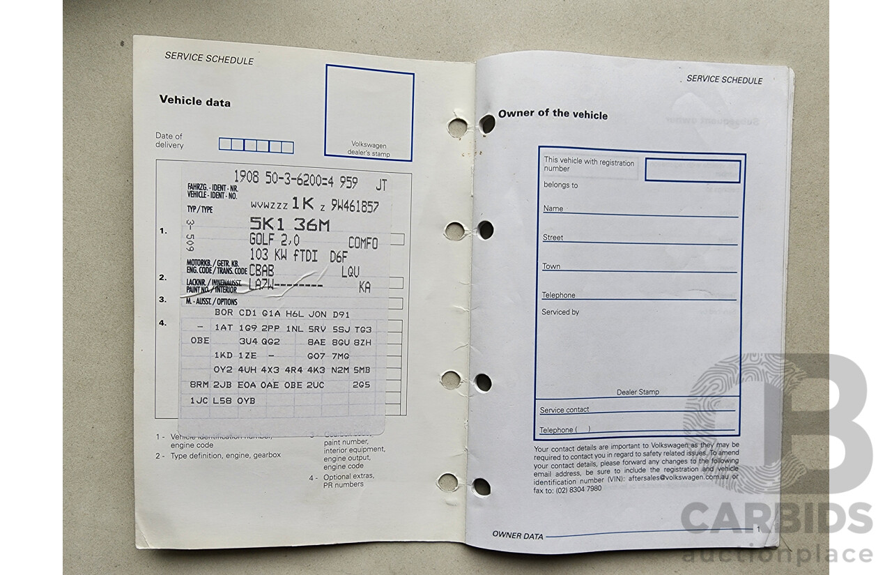 2/2009 Volkswagen Golf 2.0 TDI 1K MY09 5d Hatchback Silver 2.0L