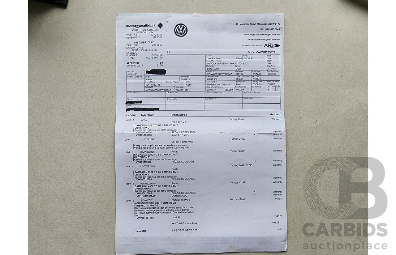 2/2009 Volkswagen Golf 2.0 TDI 1K MY09 5d Hatchback Silver 2.0L