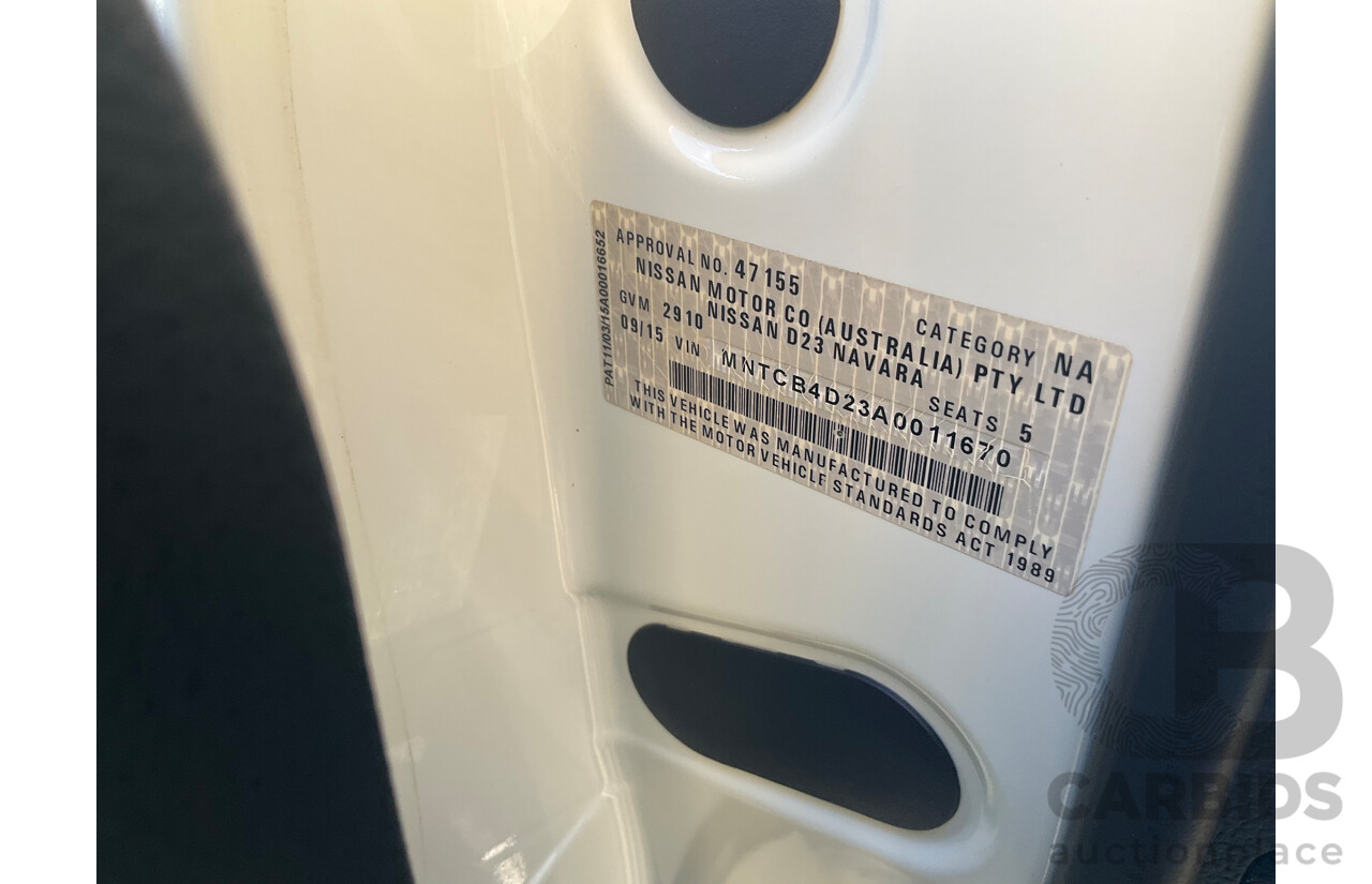 9/2015 Nissan Navara ST-X NP300 D23 Dual Cab Utility White 2.3L