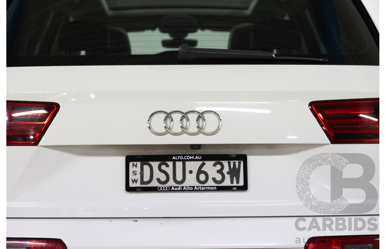 12/2017 Audi Q7 3.0 TDI Quattro (200 kW AWD) 4M MY18 4d Wagon Glacier White Metallic Turbo Diesel V6 3.0L