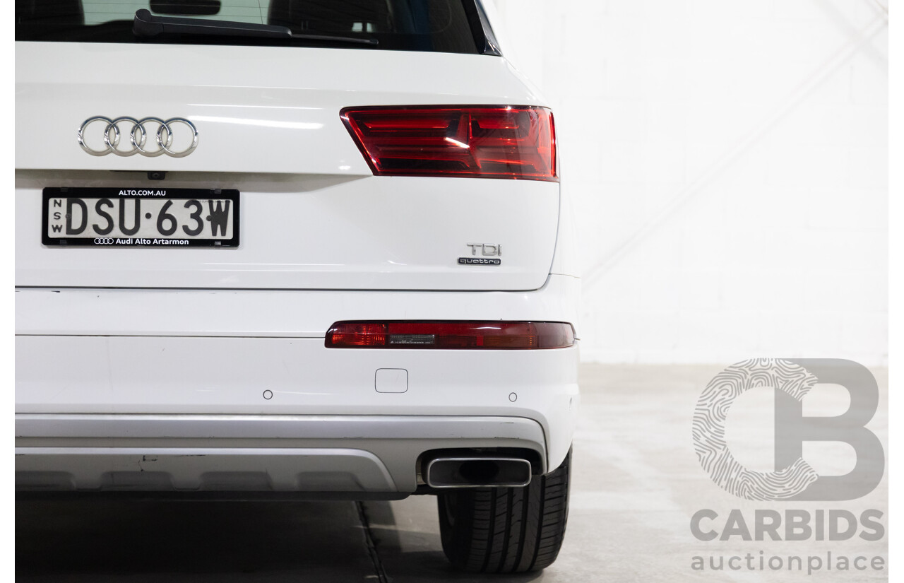 12/2017 Audi Q7 3.0 TDI Quattro (200 kW AWD) 4M MY18 4d Wagon Glacier White Metallic Turbo Diesel V6 3.0L
