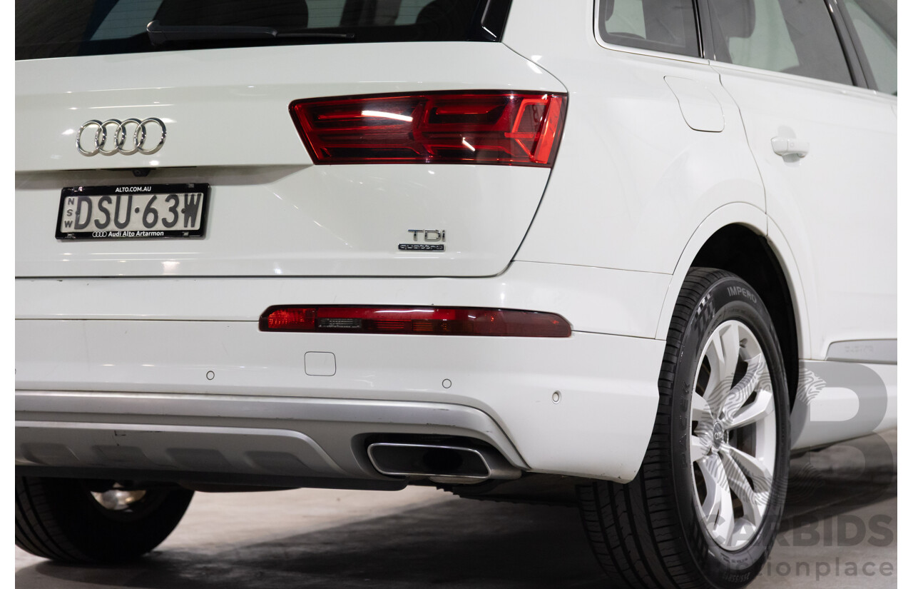12/2017 Audi Q7 3.0 TDI Quattro (200 kW AWD) 4M MY18 4d Wagon Glacier White Metallic Turbo Diesel V6 3.0L