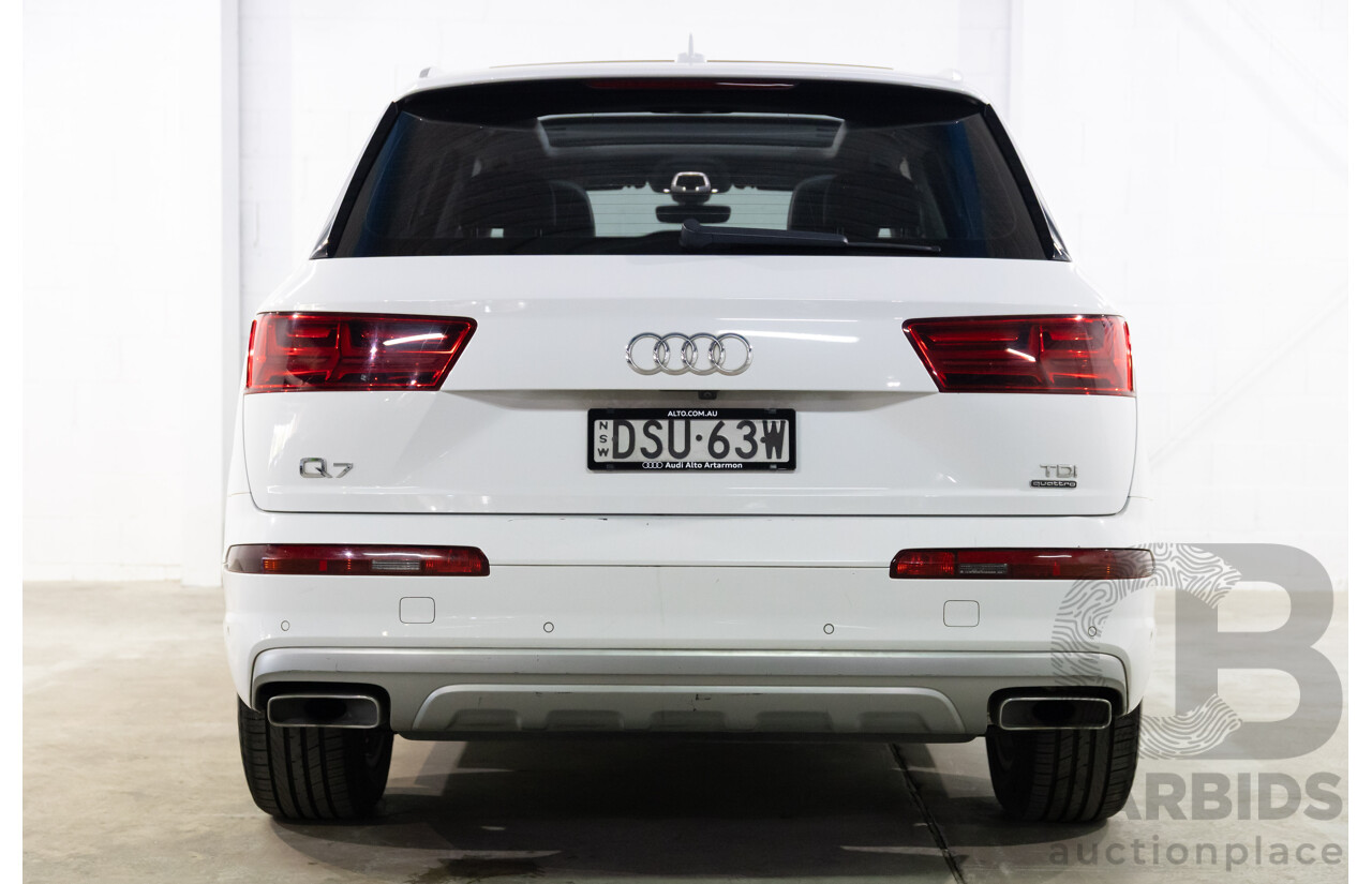 12/2017 Audi Q7 3.0 TDI Quattro (200 kW AWD) 4M MY18 4d Wagon Glacier White Metallic Turbo Diesel V6 3.0L