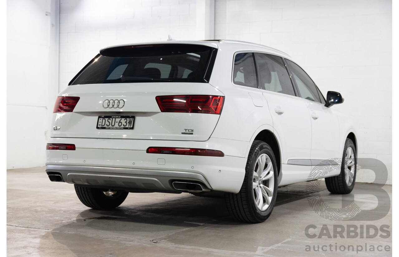12/2017 Audi Q7 3.0 TDI Quattro (200 kW AWD) 4M MY18 4d Wagon Glacier White Metallic Turbo Diesel V6 3.0L