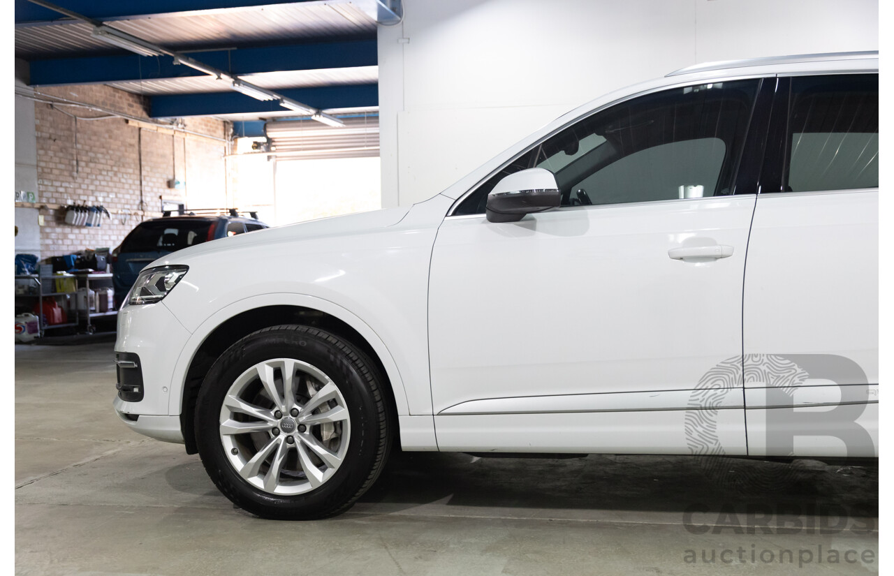 12/2017 Audi Q7 3.0 TDI Quattro (200 kW AWD) 4M MY18 4d Wagon Glacier White Metallic Turbo Diesel V6 3.0L