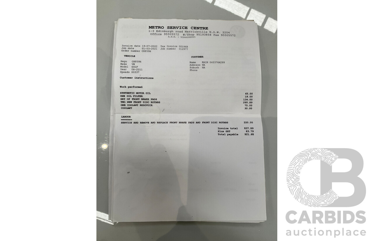 1/2012 Volkswagen Golf 118 TSI 1C 2d Cabriolet Pure White Twincharged 1.4L