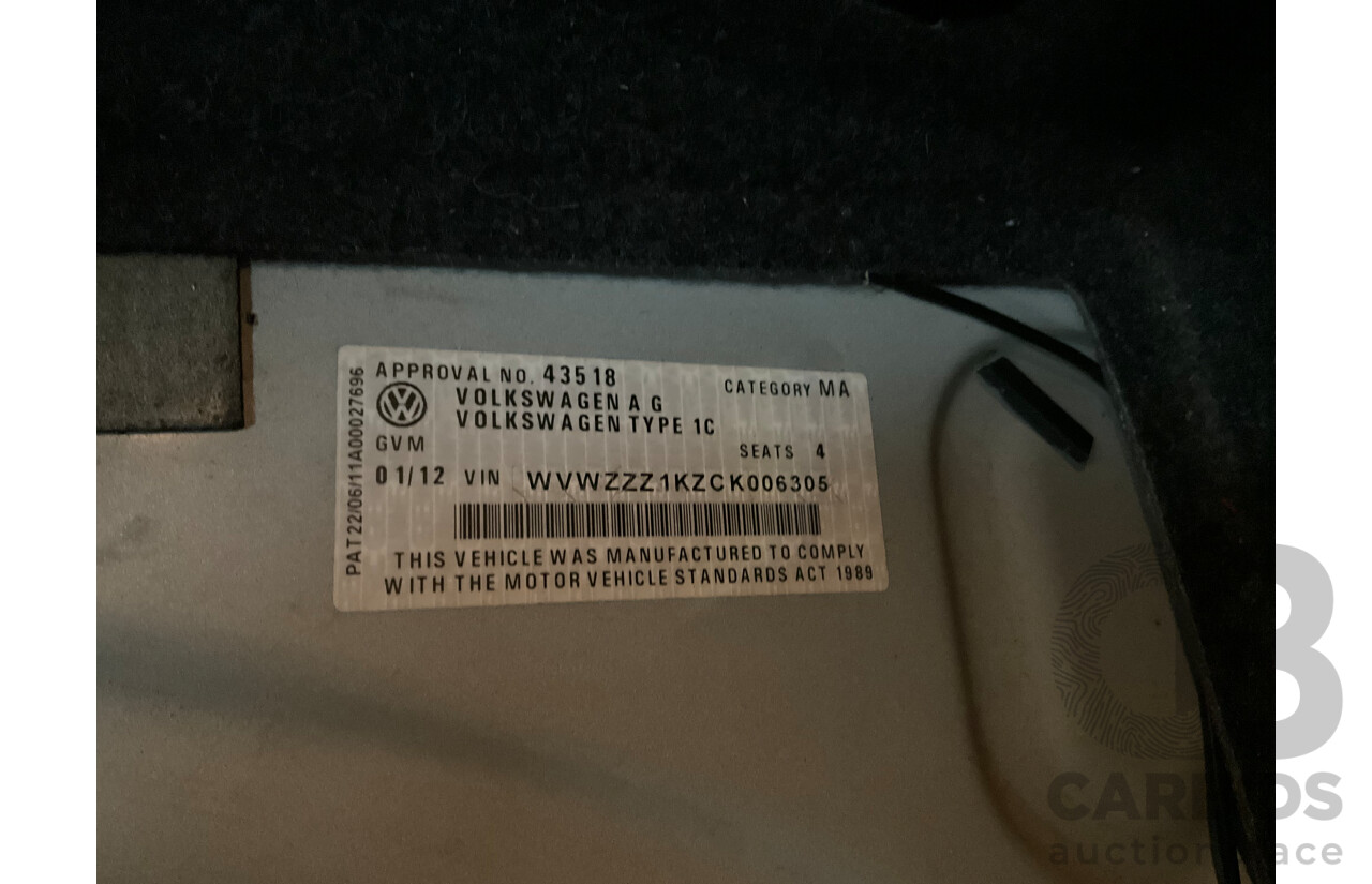 1/2012 Volkswagen Golf 118 TSI 1C 2d Cabriolet Pure White Twincharged 1.4L