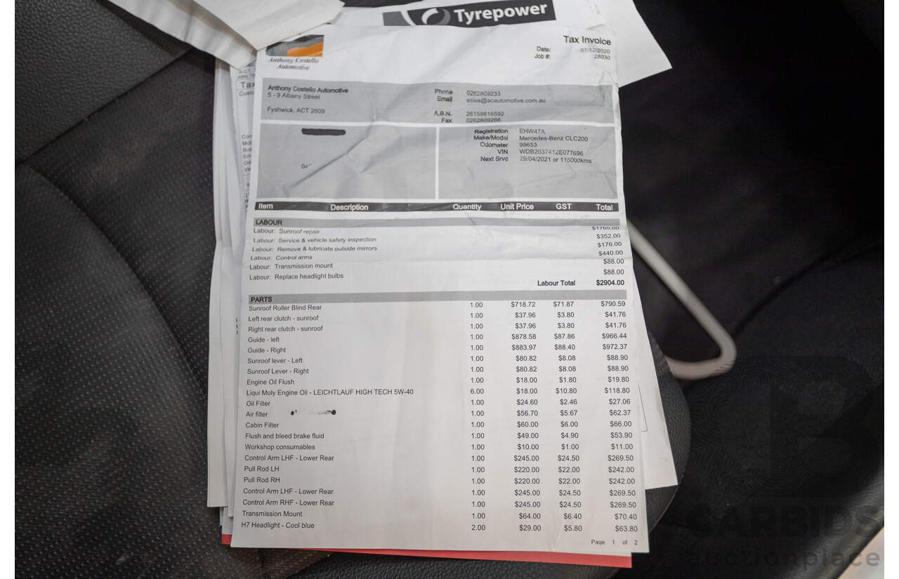 02/2010 Mercedes-Benz CLC200 Kompressor 203 MY10 2D Coupe Solid Black Supercharged 1.8L