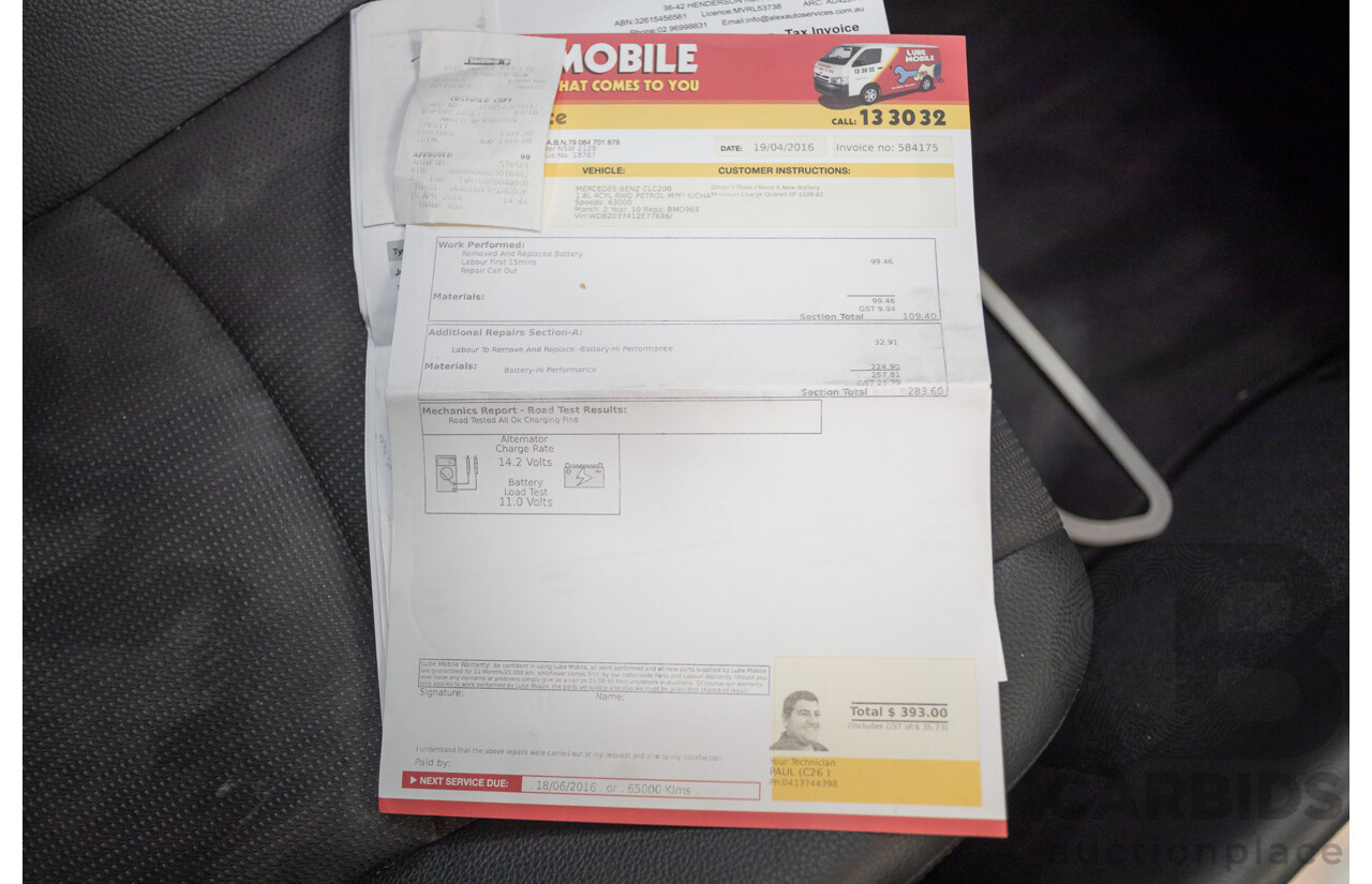 02/2010 Mercedes-Benz CLC200 Kompressor 203 MY10 2D Coupe Solid Black Supercharged 1.8L