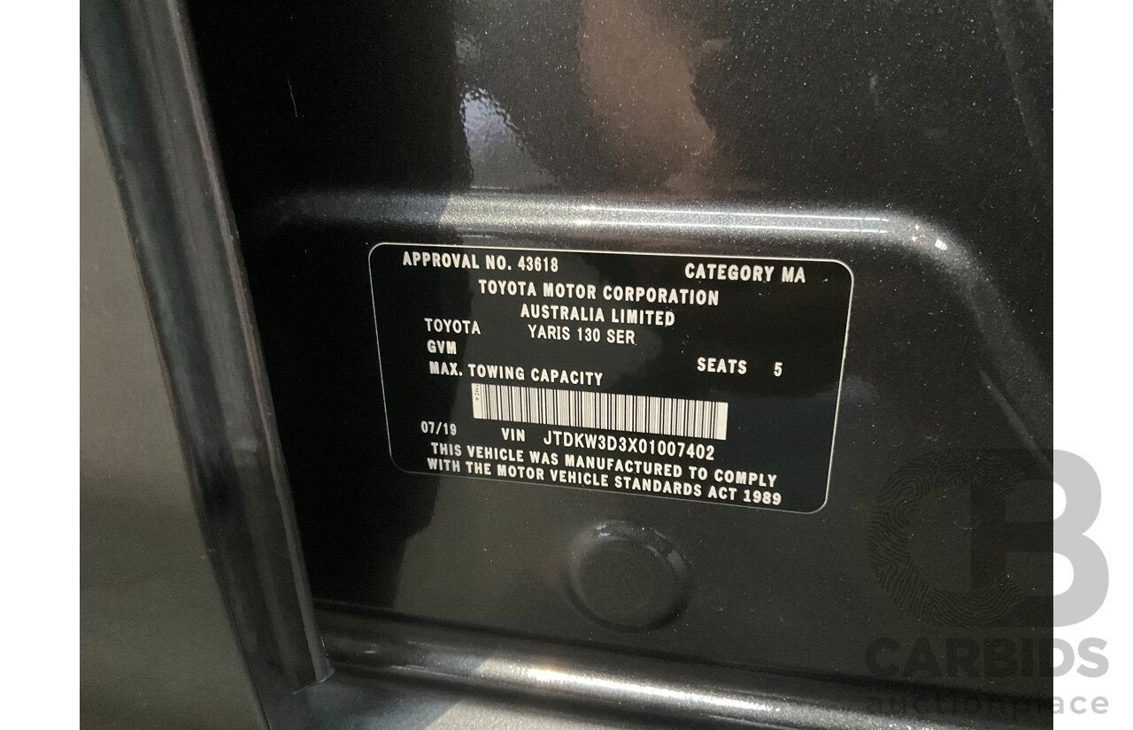 07/2019 Toyota Yaris Ascent (FWD) NCP130R MY18 5d Hatchback Magnetic Grey Metallic 1.3L