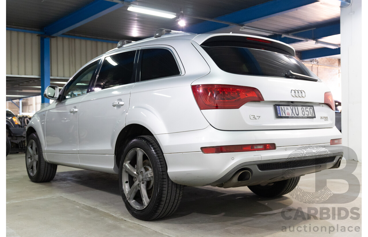 2/2014 Audi Q7 3.0 TDI S-Line Quattro MY14 4d Wagon Floret Silver Metallic Turbo Diesel V6 3.0L - 7 Seater