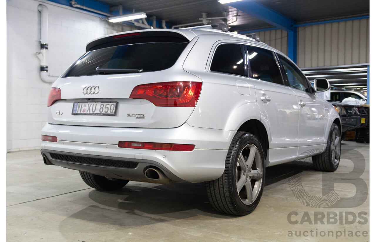 2/2014 Audi Q7 3.0 TDI S-Line Quattro MY14 4d Wagon Floret Silver Metallic Turbo Diesel V6 3.0L - 7 Seater