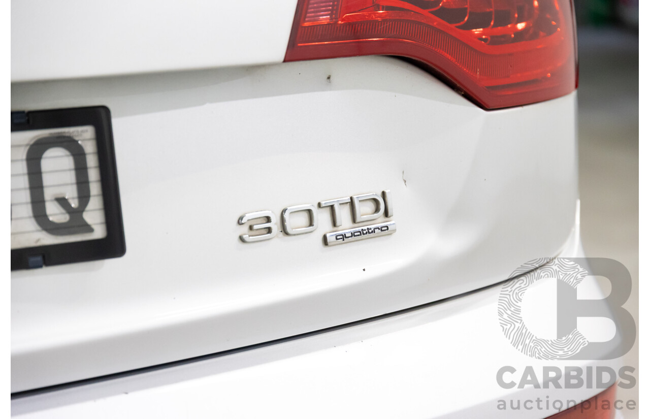 2/2014 Audi Q7 3.0 TDI S-Line Quattro MY14 4d Wagon Floret Silver Metallic Turbo Diesel V6 3.0L - 7 Seater